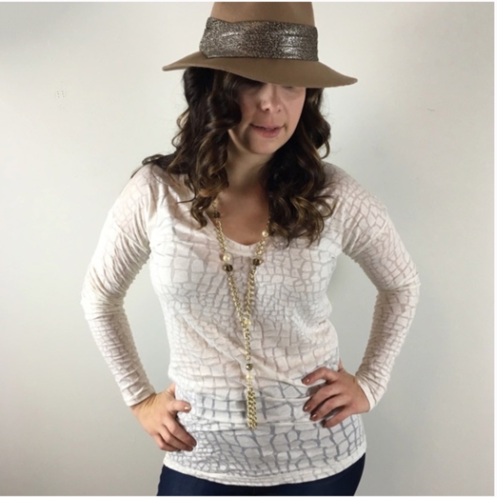 Rebecca Taylor Crocodile Cream Top Small